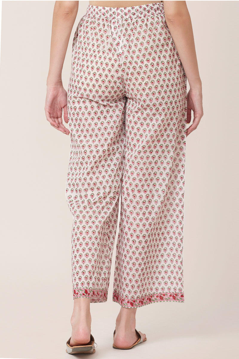 Pink Block Printed Cotton Farsi Pants