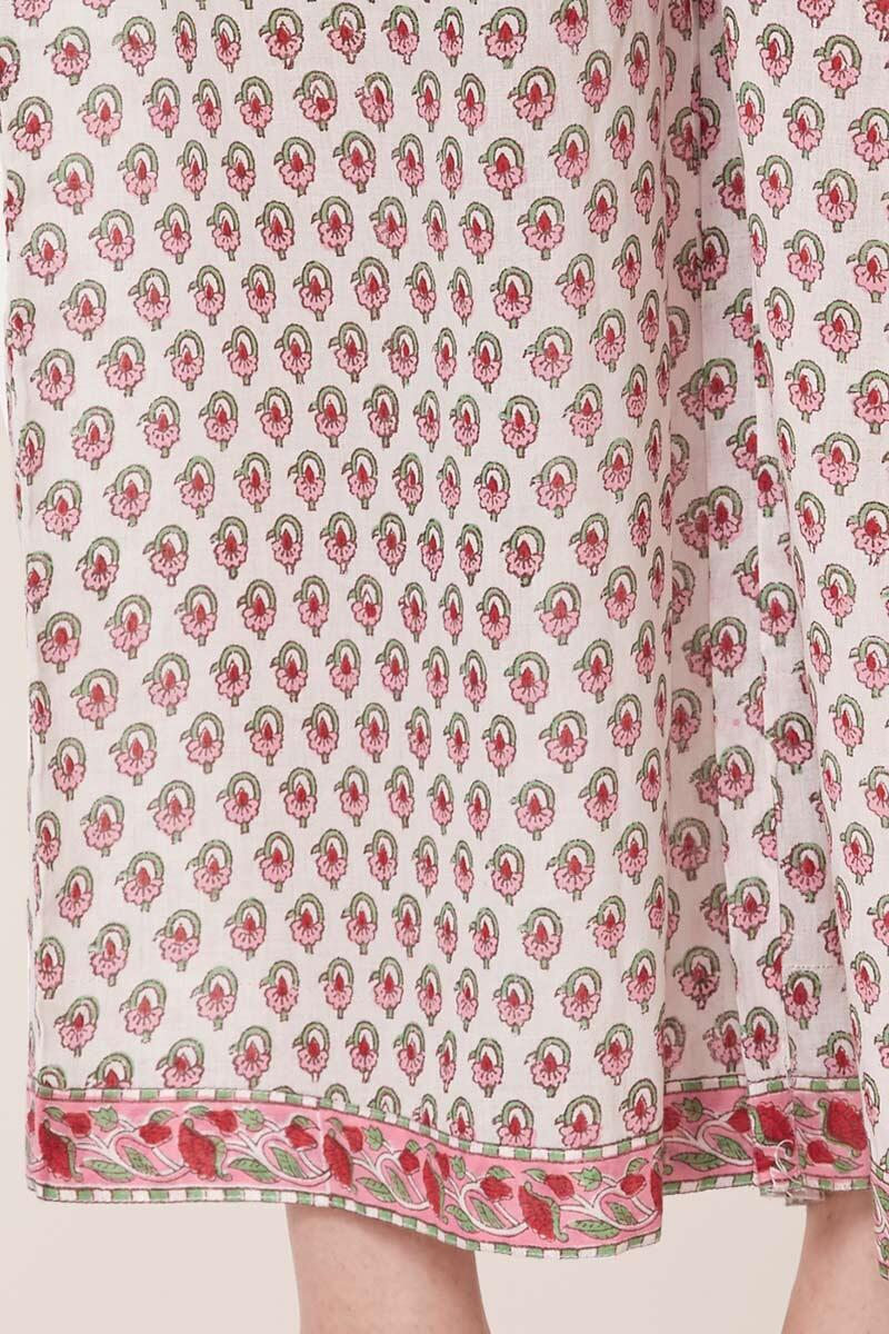 Pink Block Printed Cotton Farsi Pants