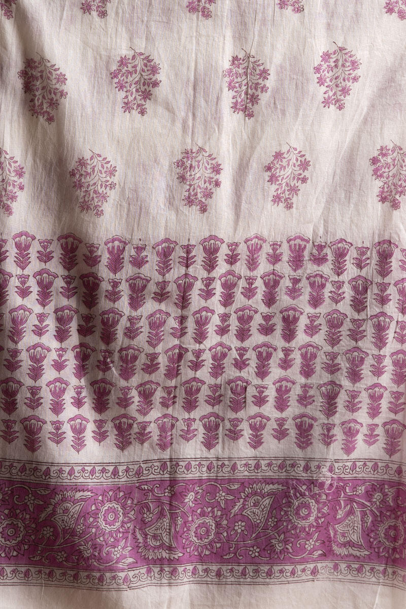 Pink Block Printed Cotton Dupatta