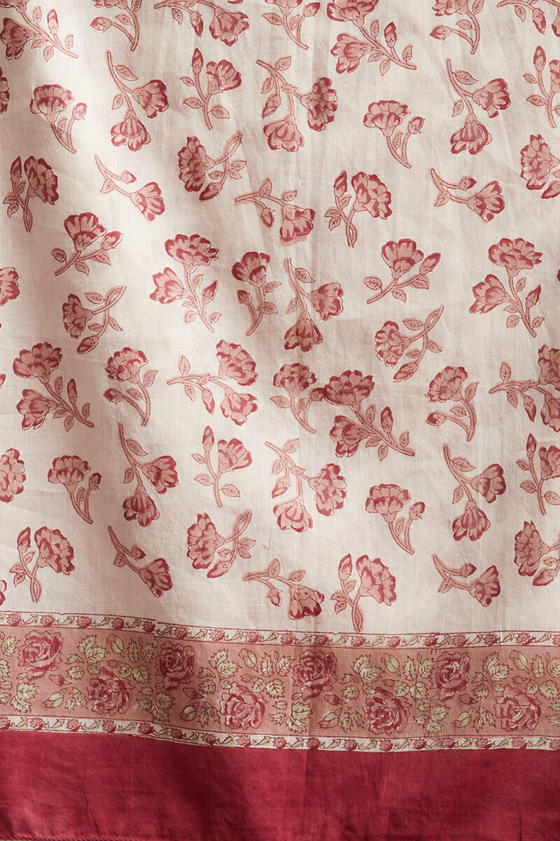 White Block Printed Cotton Dupatta