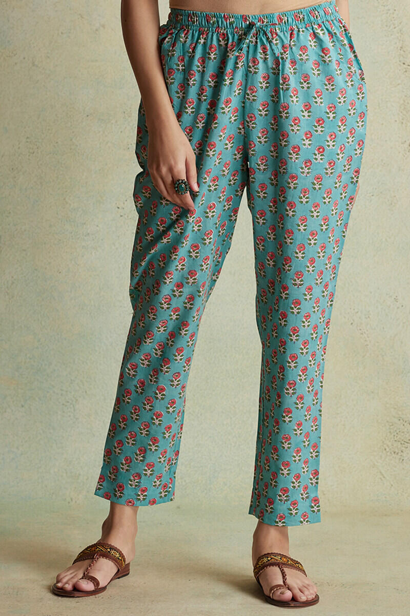 Sanganeri Block Printed Cotton Narrow Pants