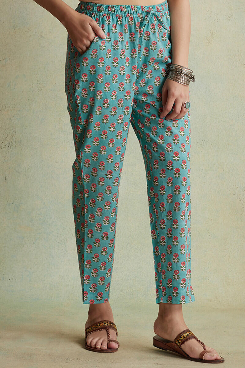 Sanganeri Block Printed Cotton Narrow Pants