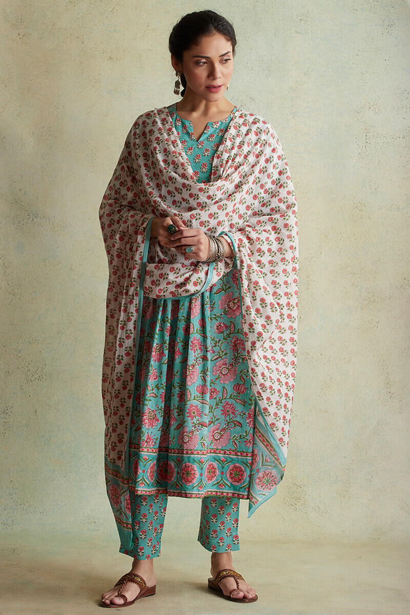 Sanganeri Block Printed Cotton Narrow Pants