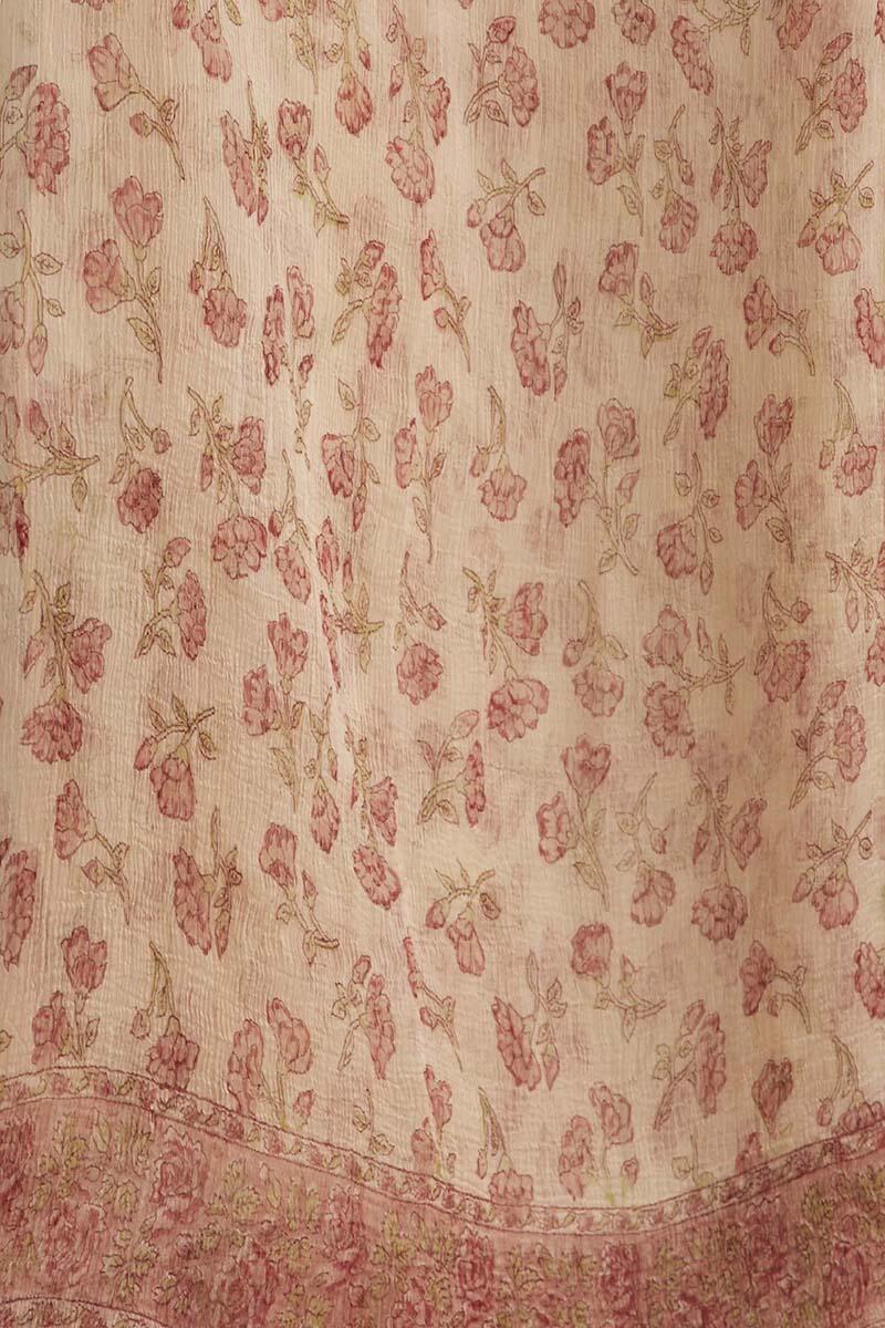 Brown Block Printed Chiffon Dupatta