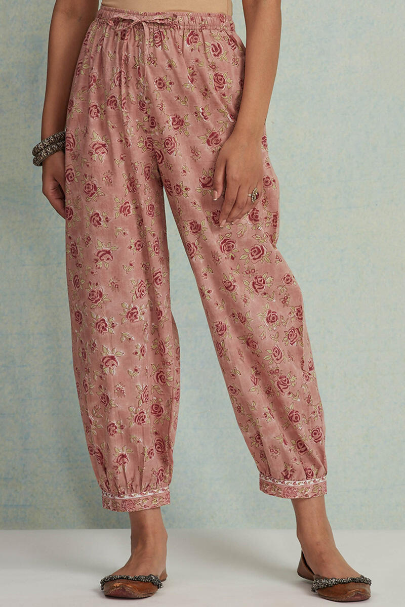 Brown Block Printed Cotton Izhaar Pants