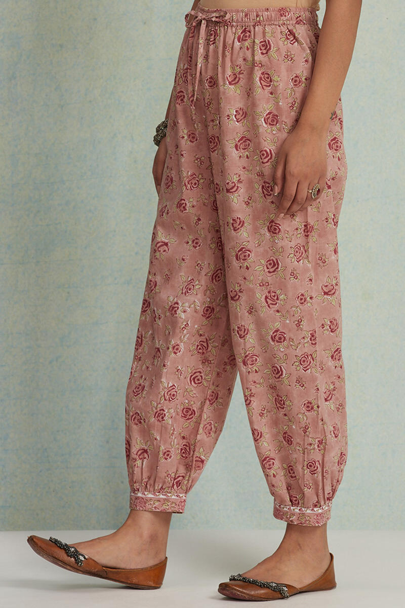 Brown Block Printed Cotton Izhaar Pants