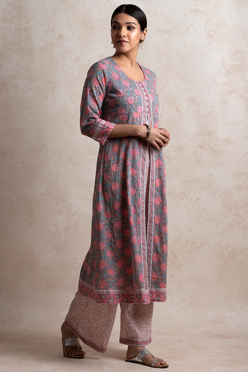 Sanganeri Block Printed A-line Cotton Kurta