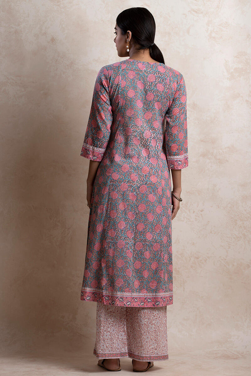 Sanganeri Block Printed A-line Cotton Kurta