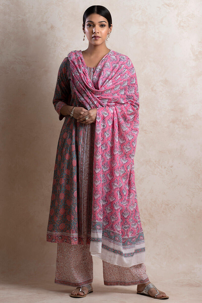 Sanganeri Block Printed A-line Cotton Kurta