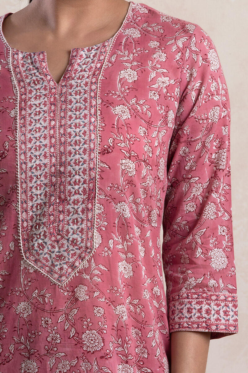 Sanganeri Block Printed Straight Cotton Kurta