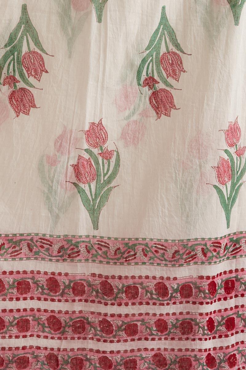 White Block Printed Cotton Dupatta