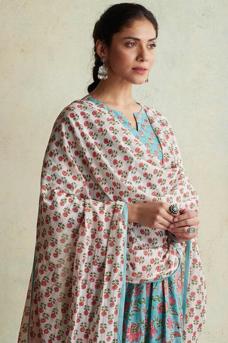 Sanganeri Block Printed A-line Cotton Kurta