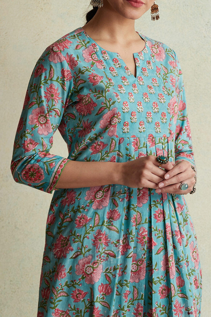Sanganeri Block Printed A-line Cotton Kurta