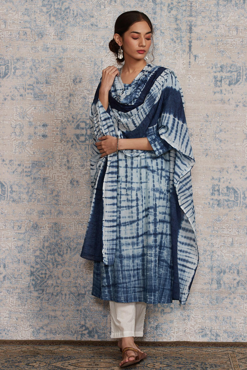 Indigo Shibori Printed Cotton Dupatta