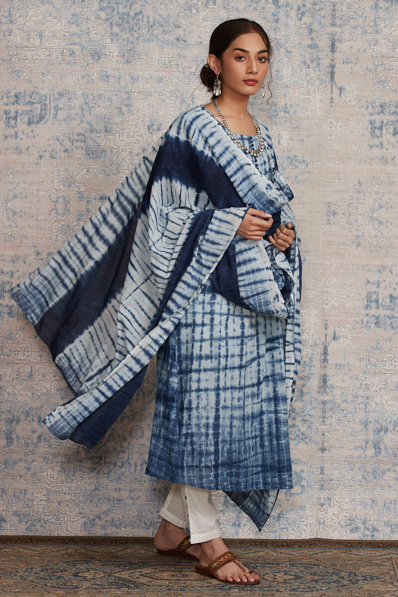 Indigo Shibori Printed Cotton Dupatta