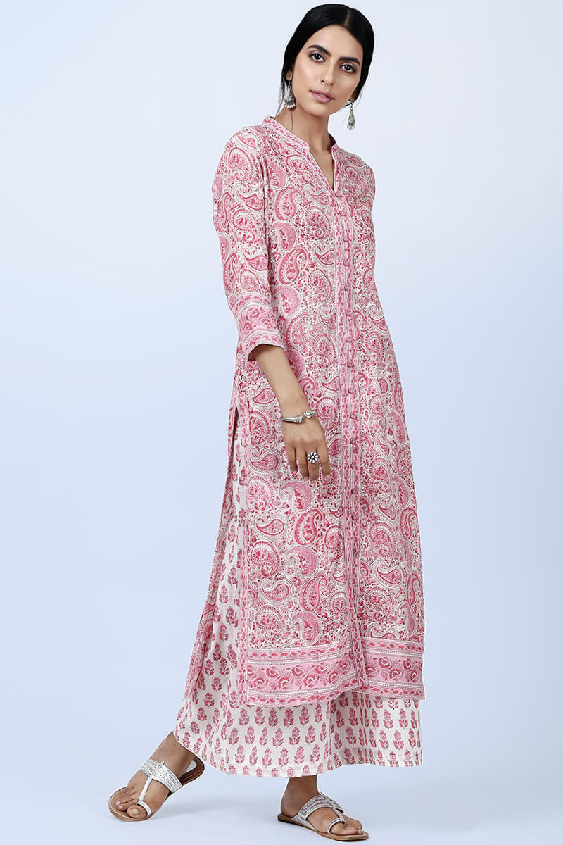 Pink Block Printed Cotton Palazzo