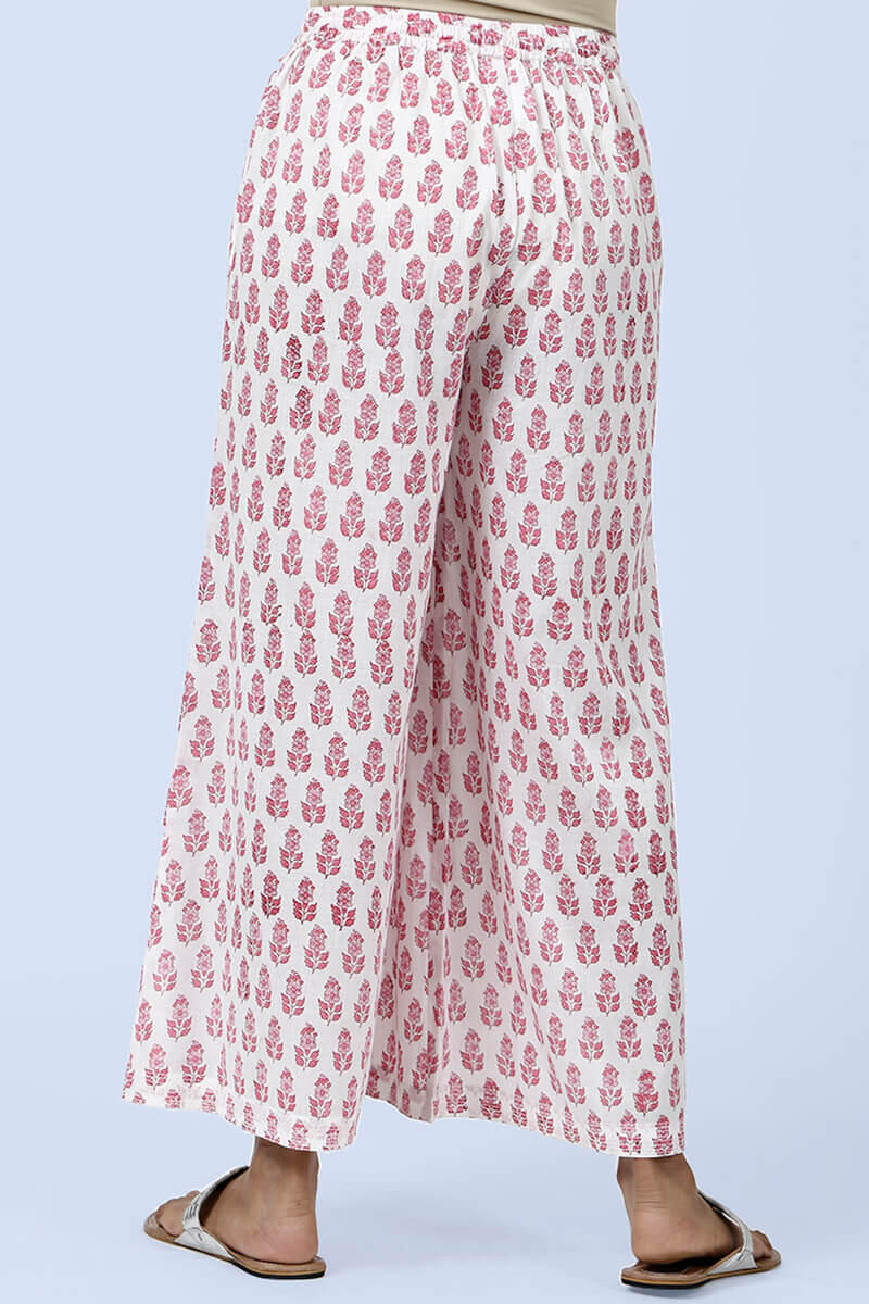 Pink Block Printed Cotton Palazzo