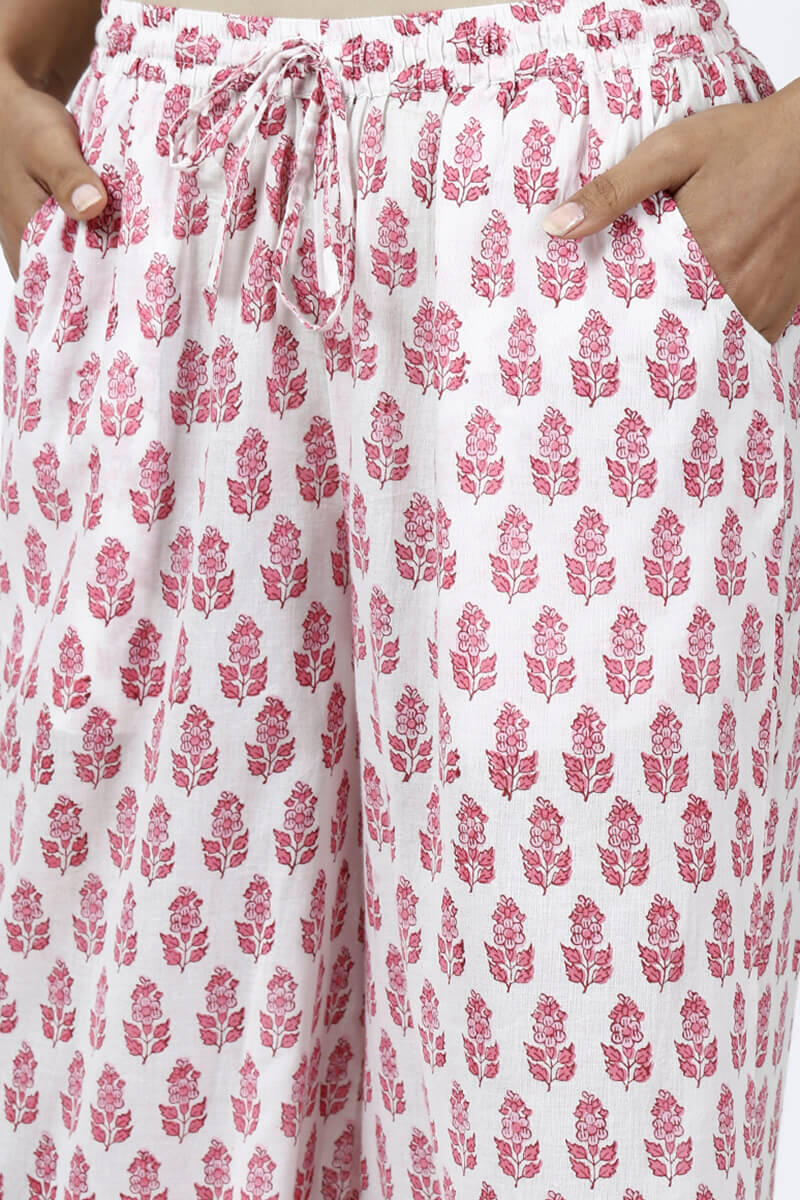 Pink Block Printed Cotton Palazzo