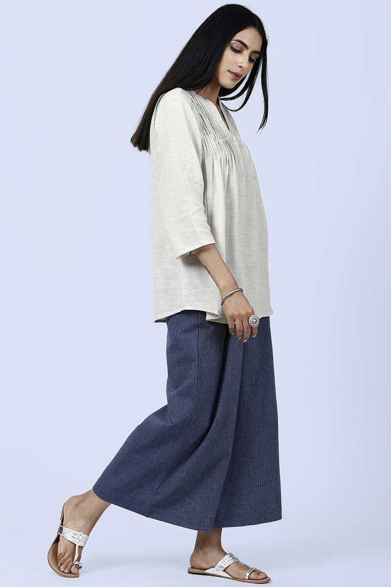 Blue Handcrafted Cotton Culottes