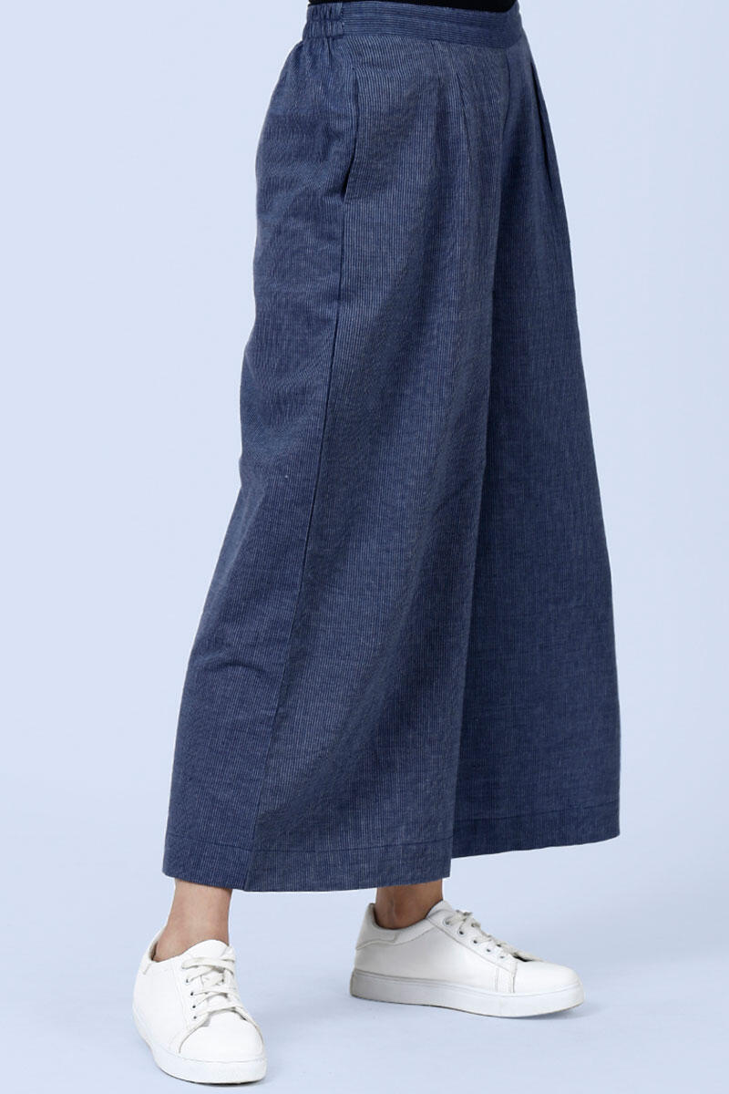 Blue Handcrafted Cotton Culottes