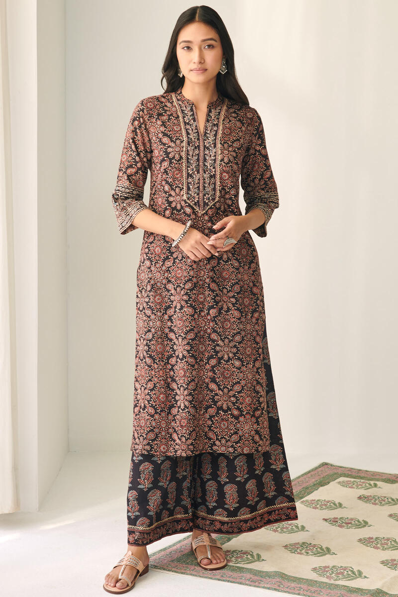 Ajrak Hand Block Printed Straight Cotton Kurta