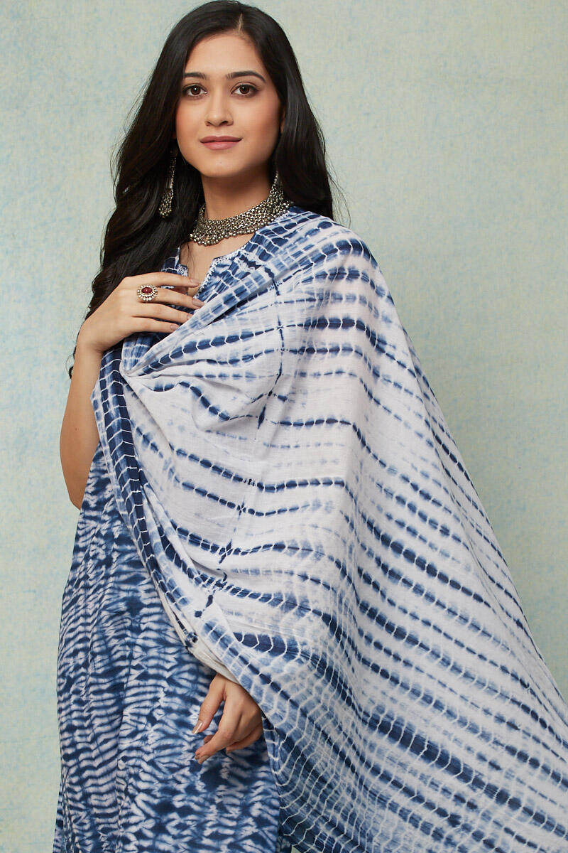Indigo Shibori Printed Cotton Dupatta