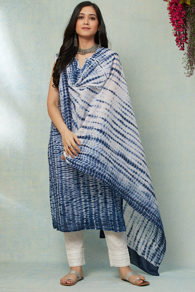 Indigo Shibori Printed Cotton Dupatta