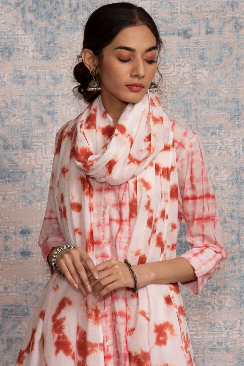 Pink Shibori Printed Cotton Dupatta
