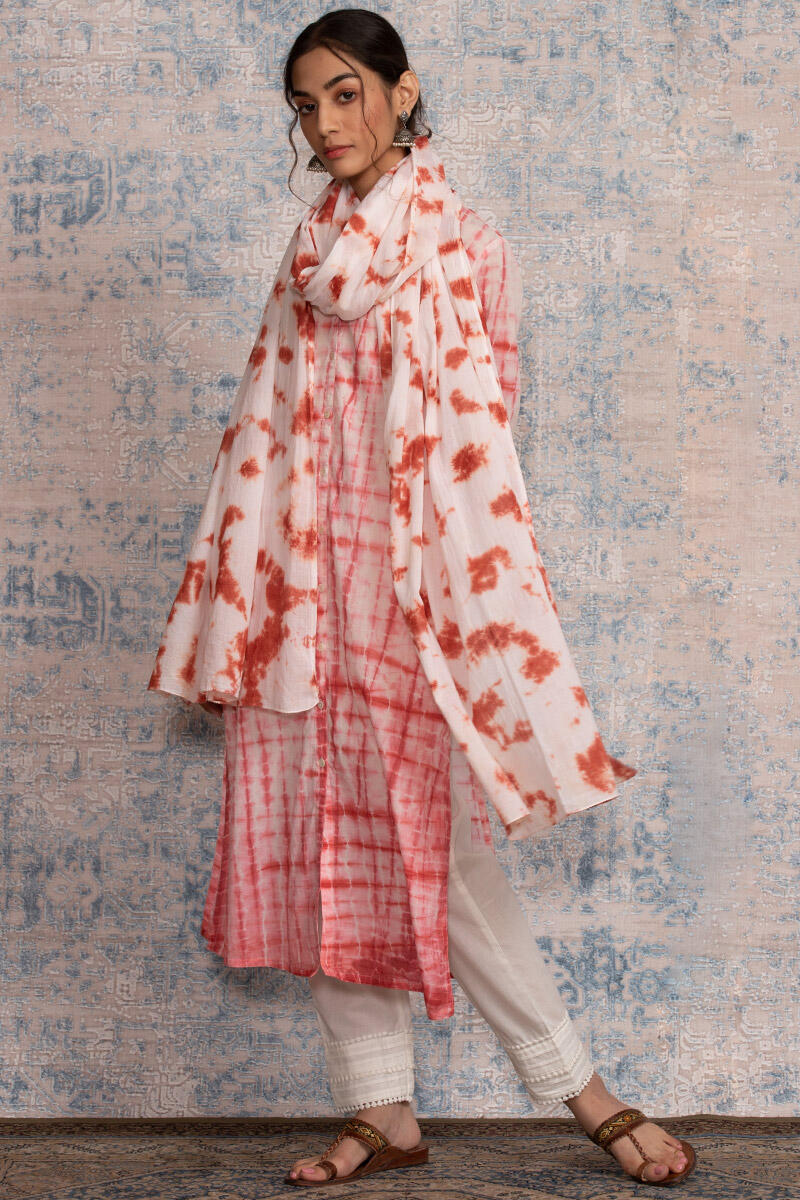 Pink Shibori Printed Cotton Dupatta