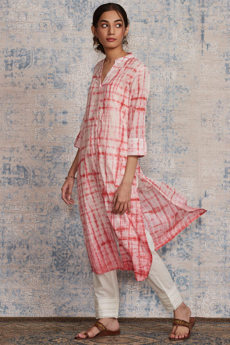 Pink Shibori Printed Straight Cotton Kurta