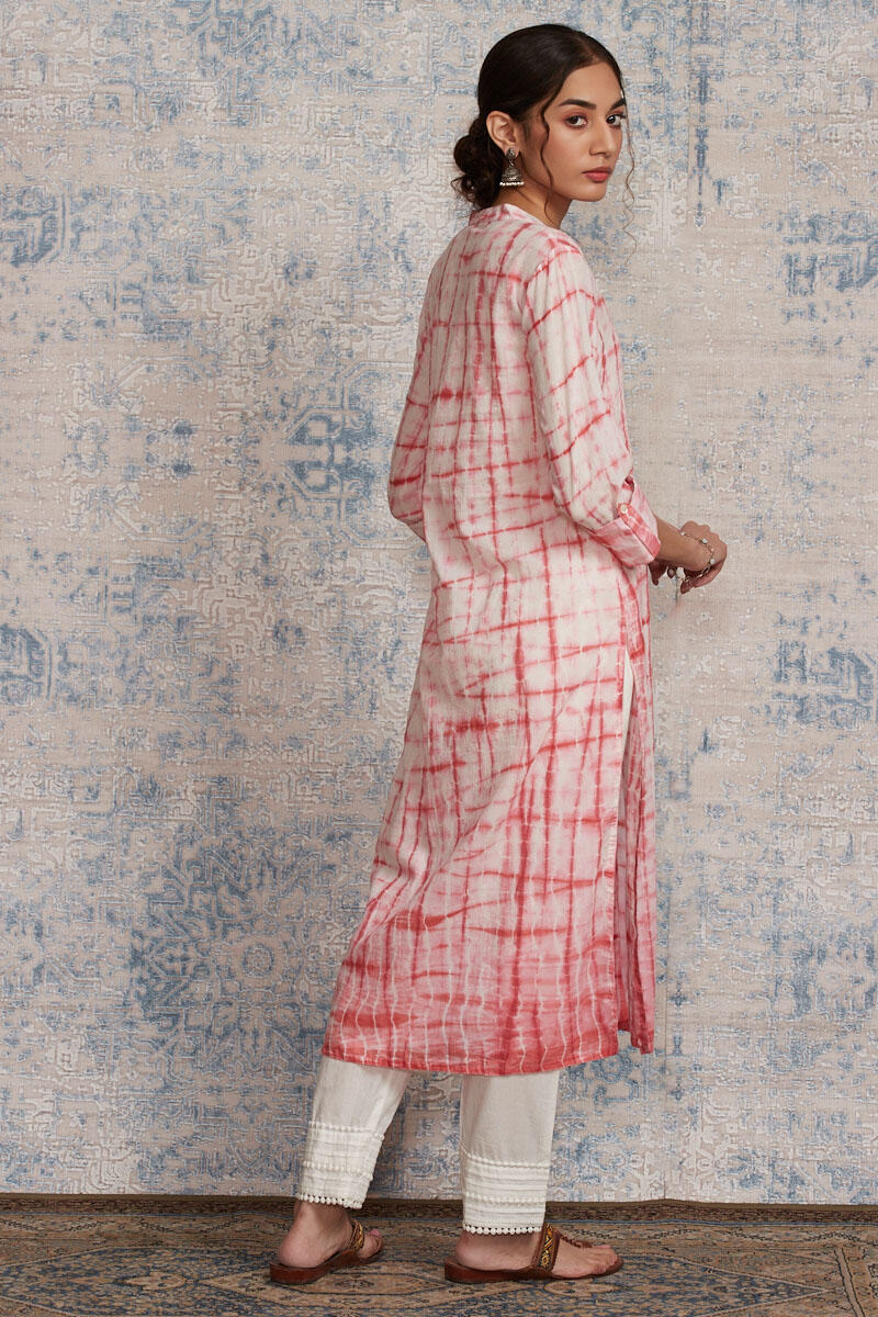 Pink Shibori Printed Straight Cotton Kurta