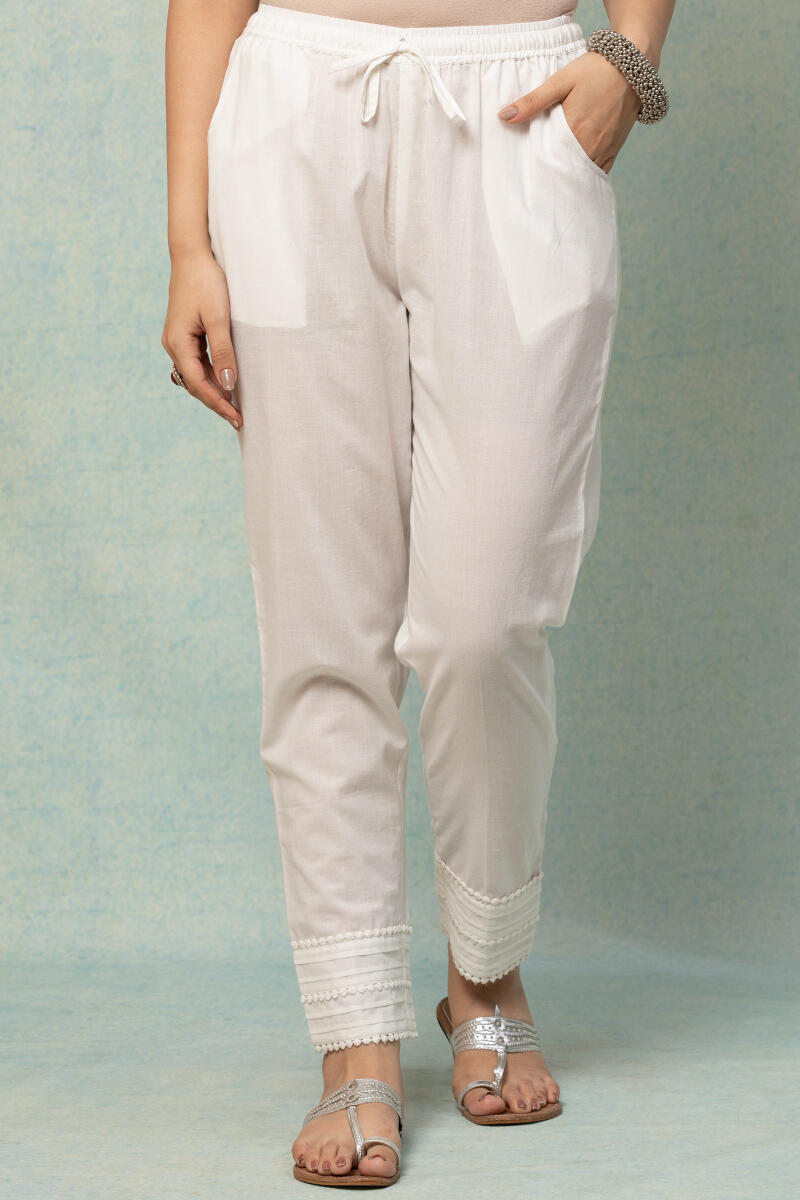 White cigarette pants top