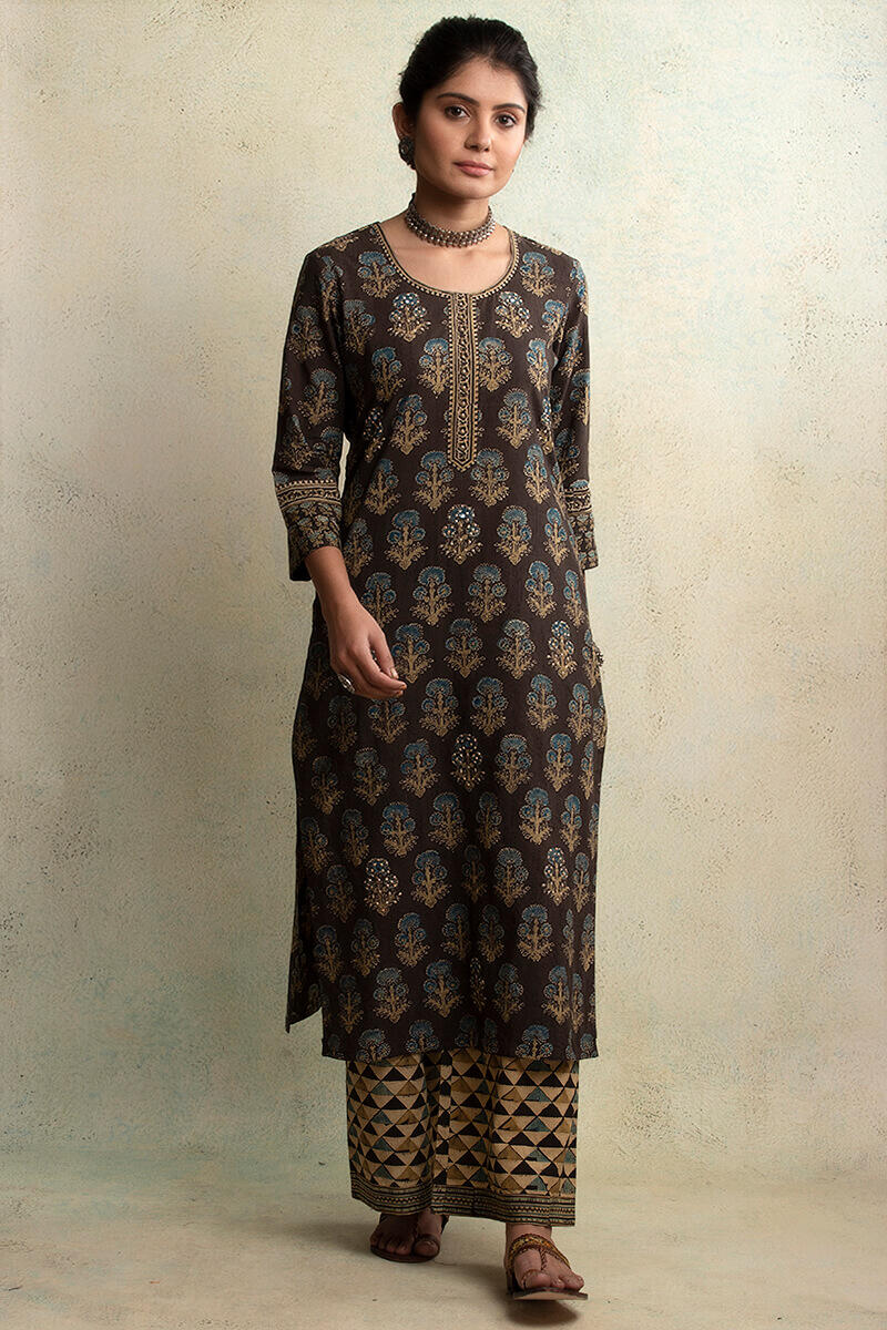 Ajrak Block Printed Straight Cotton Kurta