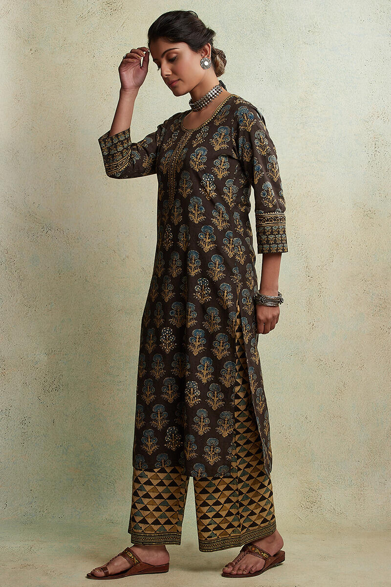 Ajrak Block Printed Straight Cotton Kurta