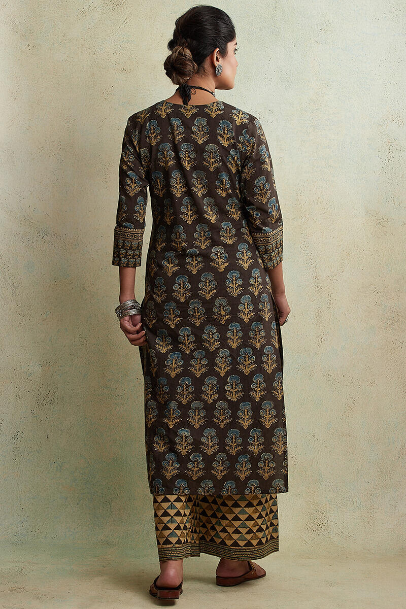 Ajrak Block Printed Straight Cotton Kurta