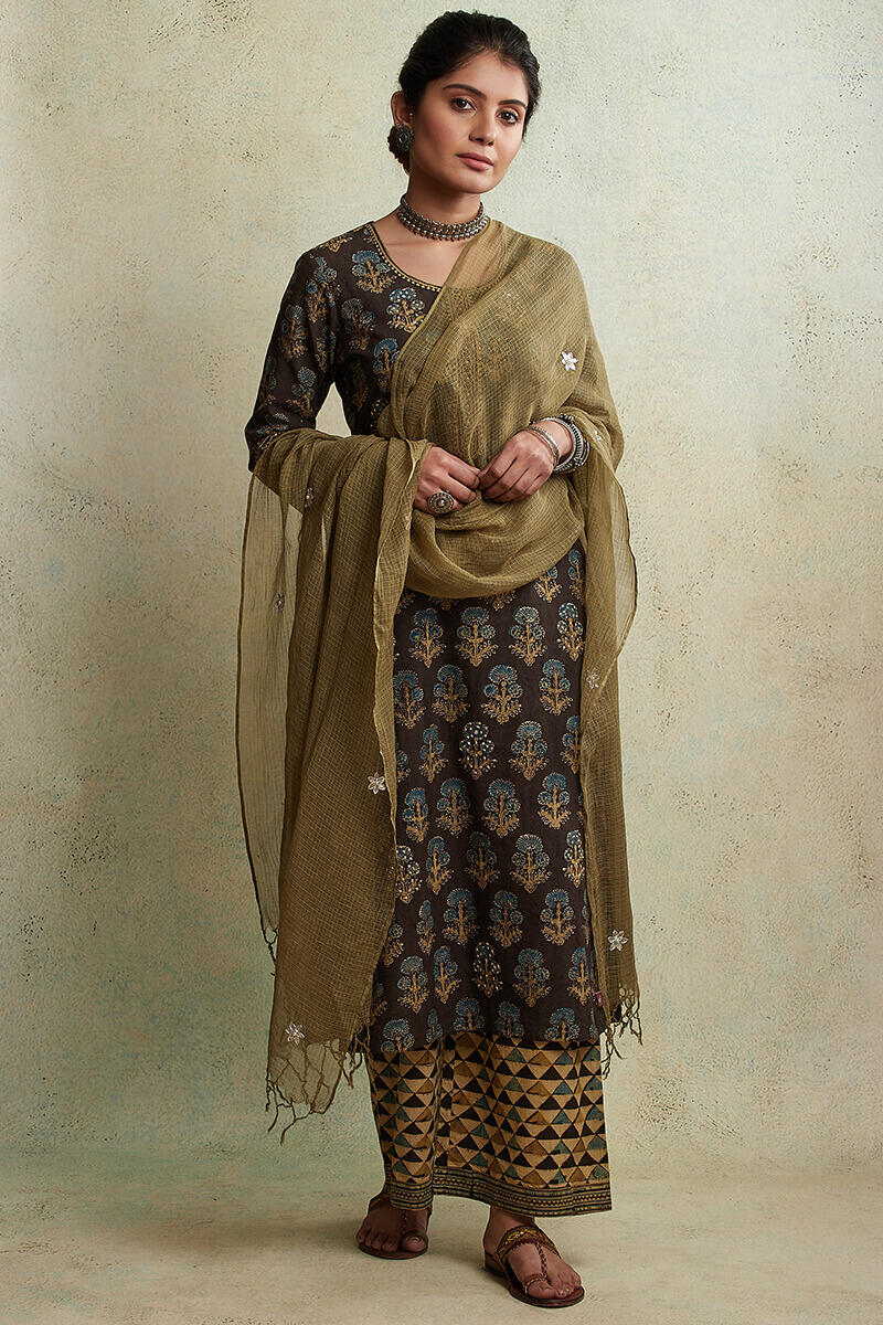 Ajrak Block Printed Straight Cotton Kurta