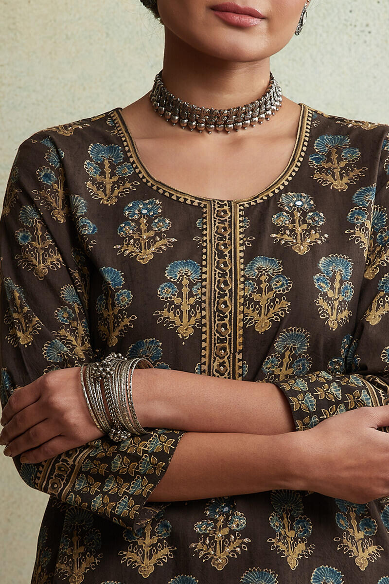 Ajrak Block Printed Straight Cotton Kurta