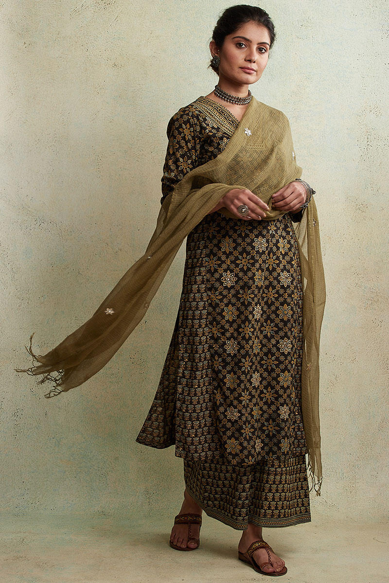 Ajrak Block Printed Straight Cotton Kurta