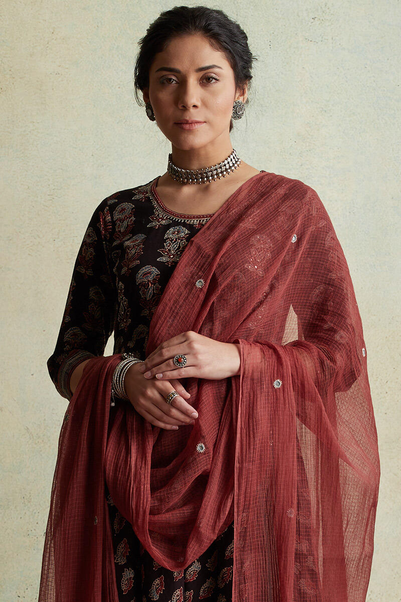 Ajrak Block Printed Angrakha Cotton Kurta