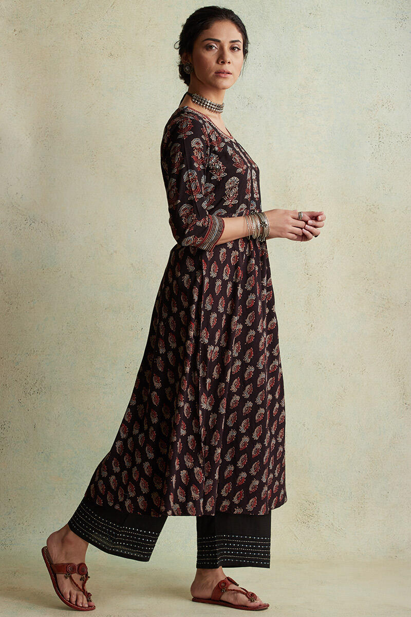 Ajrak Block Printed Angrakha Cotton Kurta