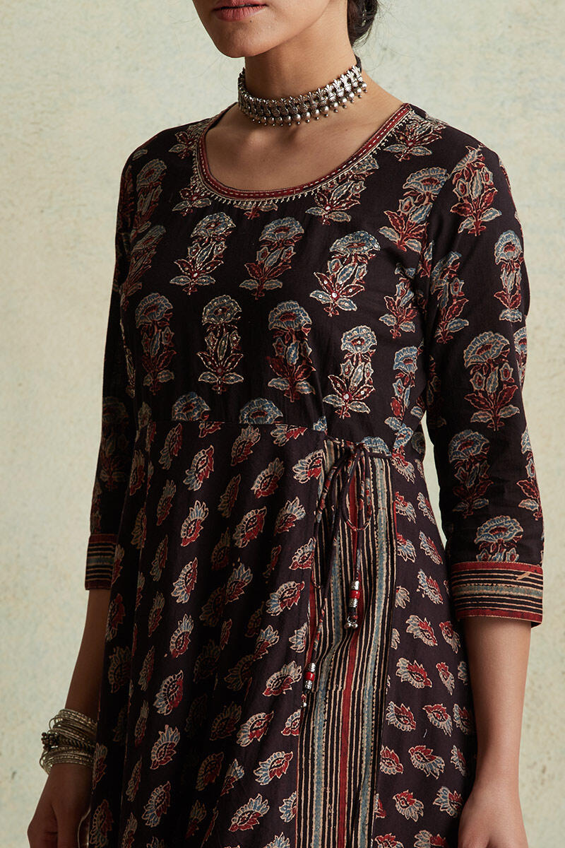 Ajrak Block Printed Angrakha Cotton Kurta