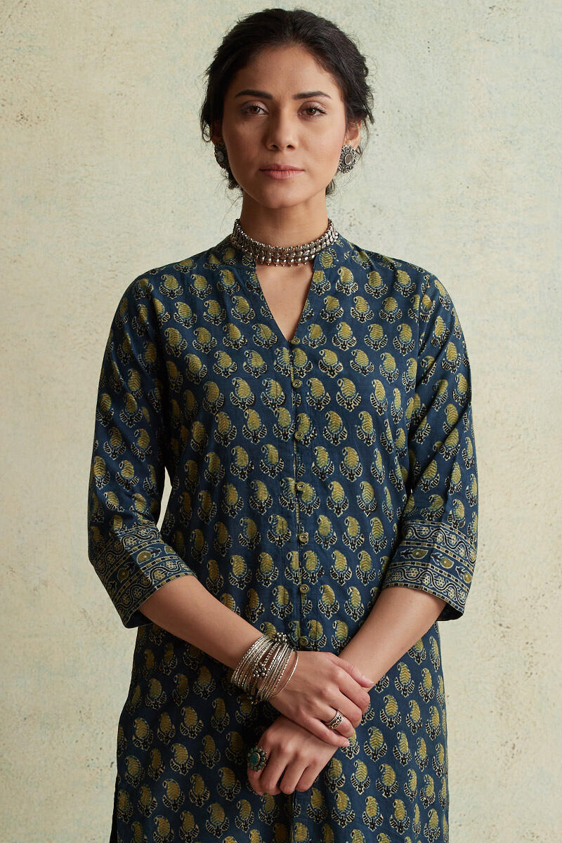 Ajrak Block Printed Straight Cotton Kurta