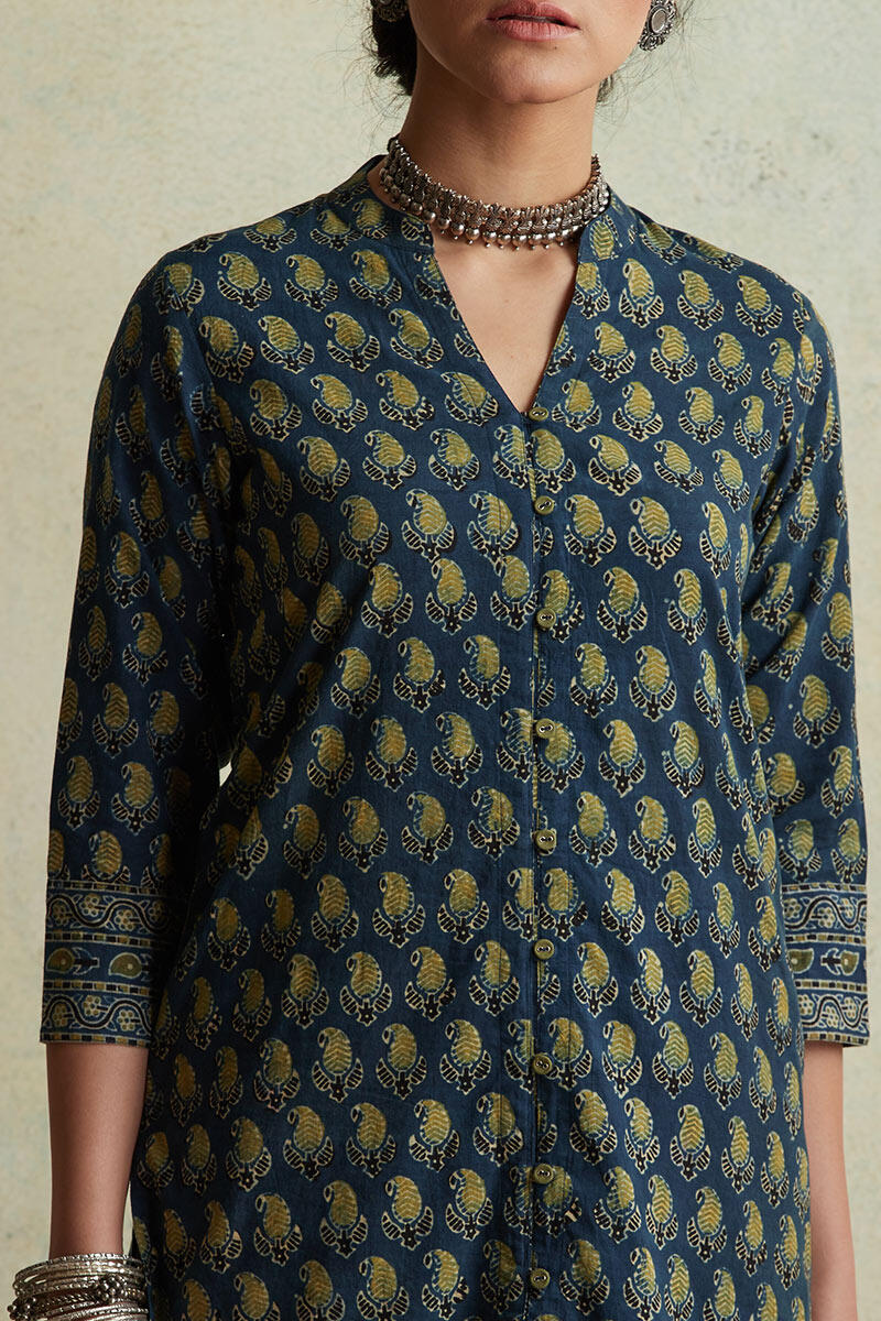 Ajrak Block Printed Straight Cotton Kurta