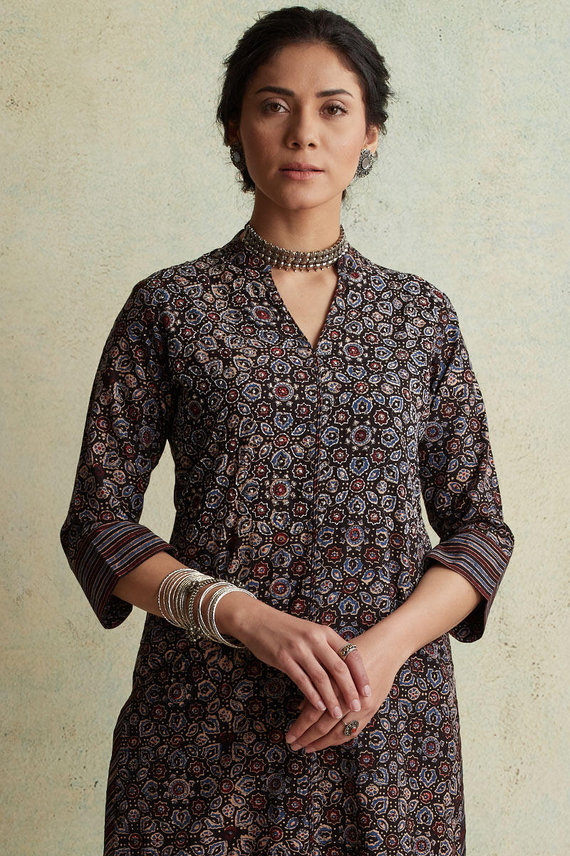 Ajrak Block Printed Straight Cotton Kurta