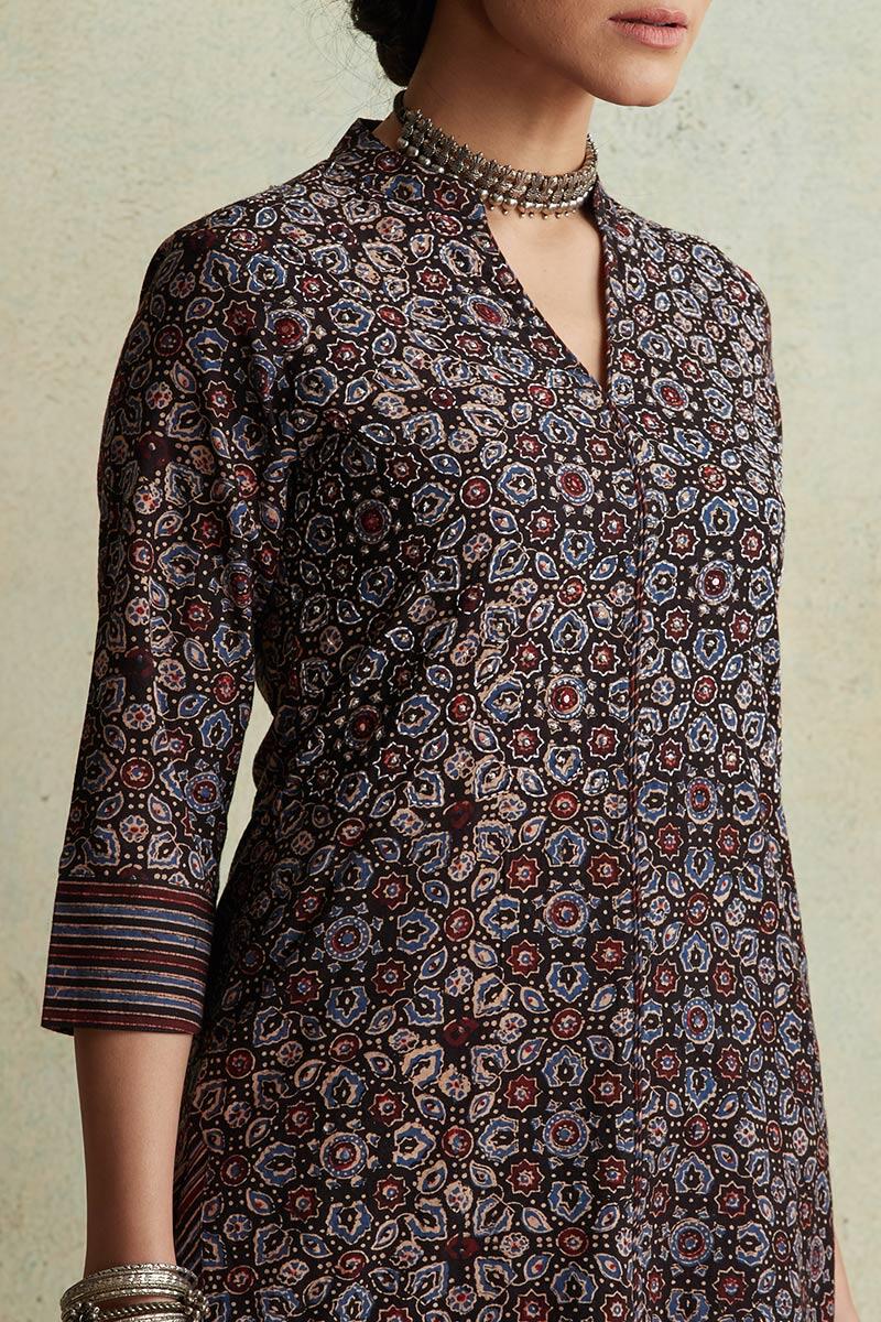 Ajrak Block Printed Straight Cotton Kurta