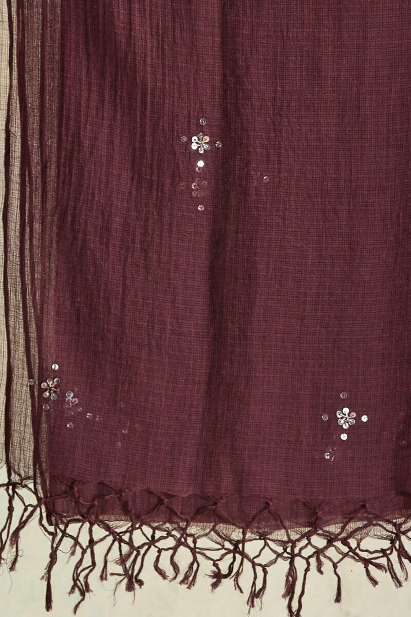 Maroon Handcrafted Kota Dupatta