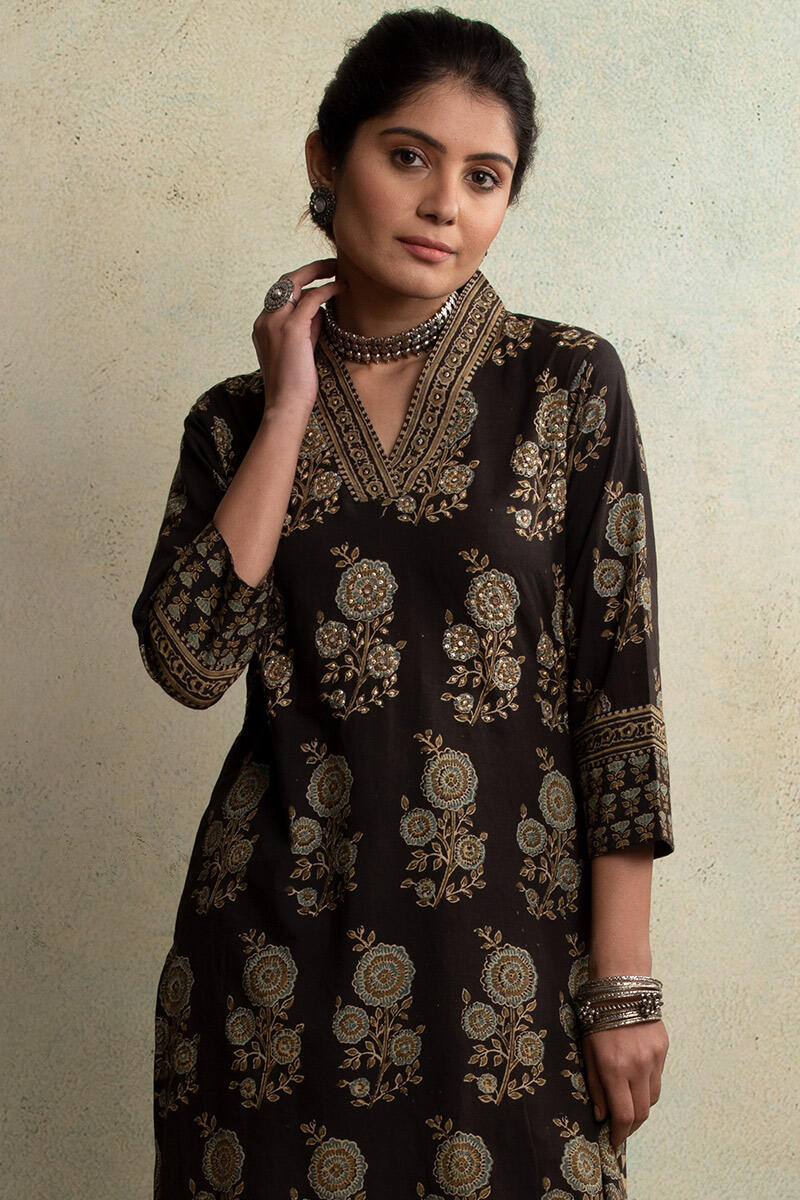 Ajrak Block Printed Straight Cotton Kurta