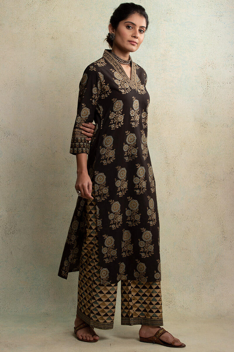 Ajrak Block Printed Straight Cotton Kurta