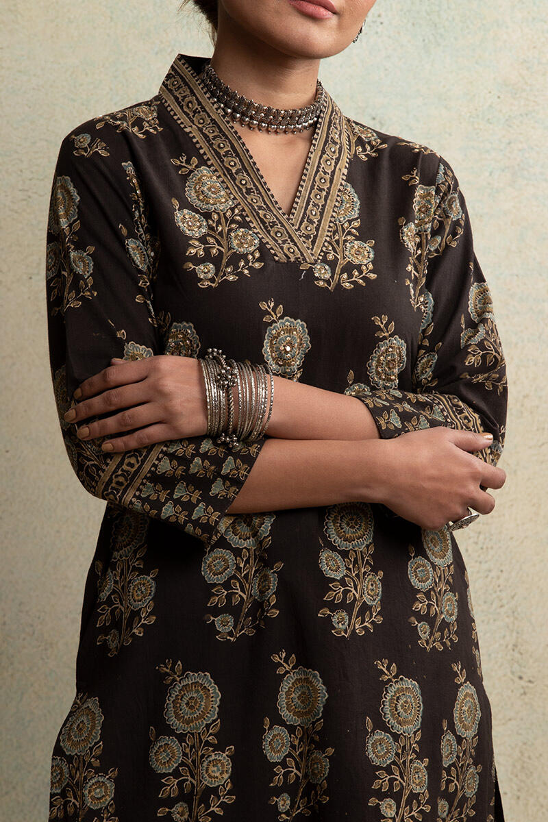 Ajrak Block Printed Straight Cotton Kurta