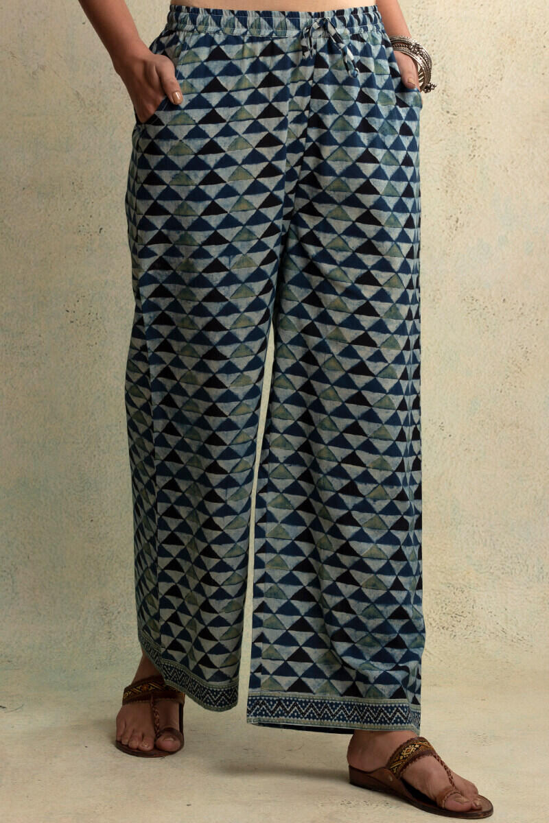 Ajrak Block Printed Cotton Farsi Pants